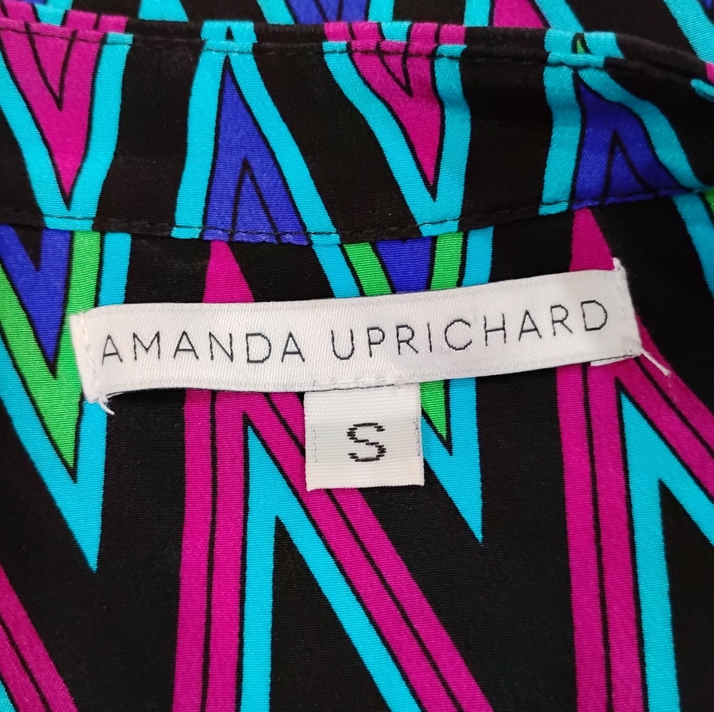 Vibrant Chevron Pattern Silk Blouse - image 2